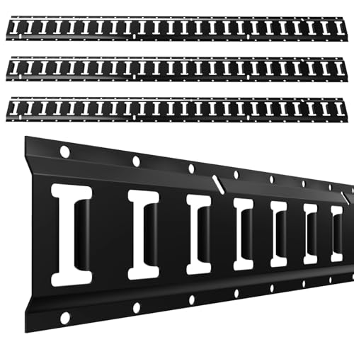 UMIRO 4ft E Track Tie Down Rail Kit Black Coated Steel 4 Pack for Garages Vans Trailers Motorcycles ATVs Secures up to 4 500 lbs (Black 4ft)