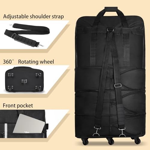 Expandable Foldable Suitcase Extra Large Travel Duffel Bag with Spinner Wheels Collapsible Luggage Bag for Men Women (20 inch/24 inch/28 inch) image 8