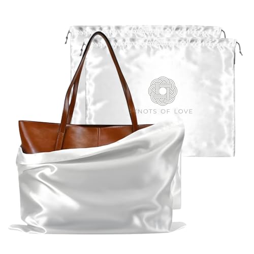 Image of Silk Dust Bag for Handbag, Purses, Shoes, Boots - Silk Drawstring Dustproof Storage Pouch, Reusable and Travel Organizers (2, White, 20in x 20in)