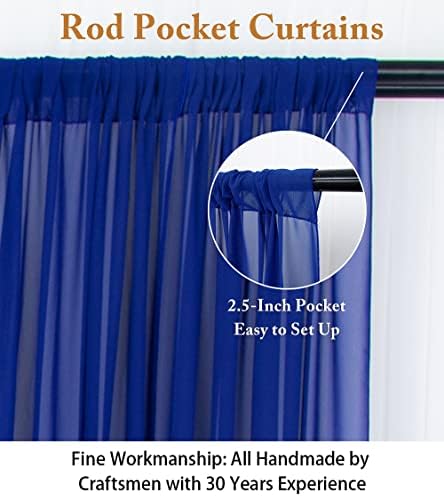 Chiffon Backdrop Curtain 5FTx10FT Blue Shower Curtains Sheer Chiffon Curtain 2 Panels 2.5FTx10FT Royal Blue Chiffon Fabric Drapes Photography Backdrop Outdoor Wedding Decor Voile Curtains