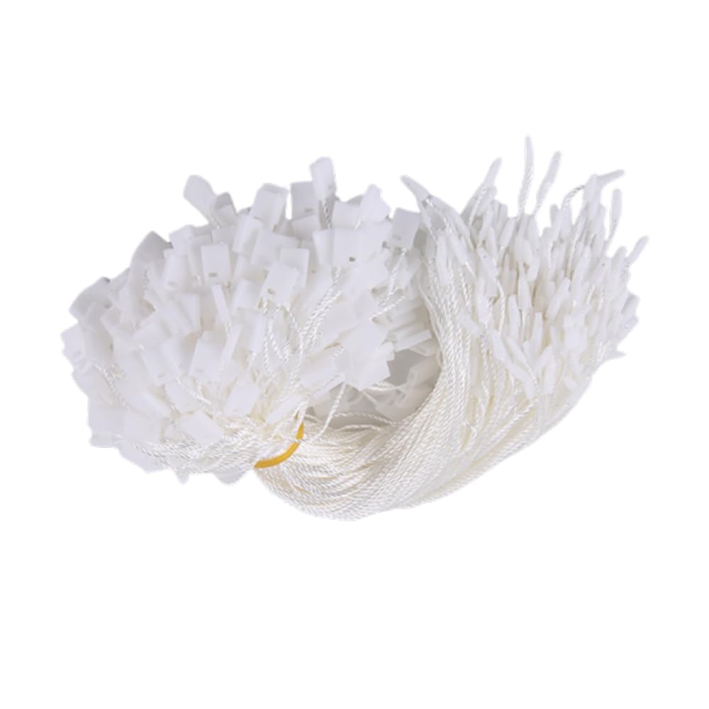 200Pcs Clothing Hang Tag String Clothing Tag Rope String with Push Locker String Snap Lock Security Tags Price Tagging Fasteners(White)
