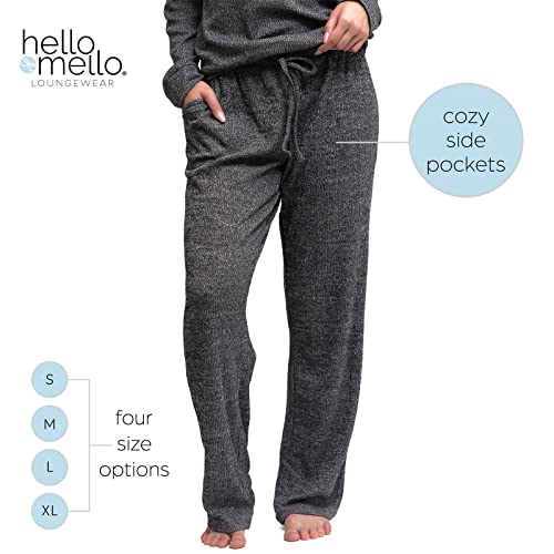 Hello Mello CuddleBlend Women’s Comfortable Lounge Wide Leg Pajama Pants Elastic Waistband With Side Pockets2