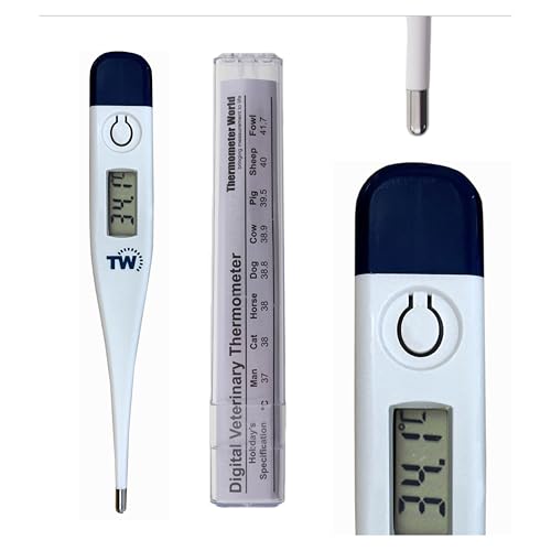 Digitales Tier-Thermometer für Haustierbesitzer von Hunden, Katzen, Pferden, Tieren, mit kostenloser Veterinary Hobday's Spec Chart