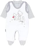 TupTam Baby Boxpakje en Jasje Set met Print, 2-delig, Streepjespatroon Grijs/Beer Hart, 62