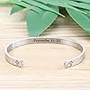 Christian Bracelets for Women Religious Gifts for Women Stainless Steel Cuff Bangle "She is clothed in strength and dignity,and she laughs with out fears of the future Proverbs 31:25" #3