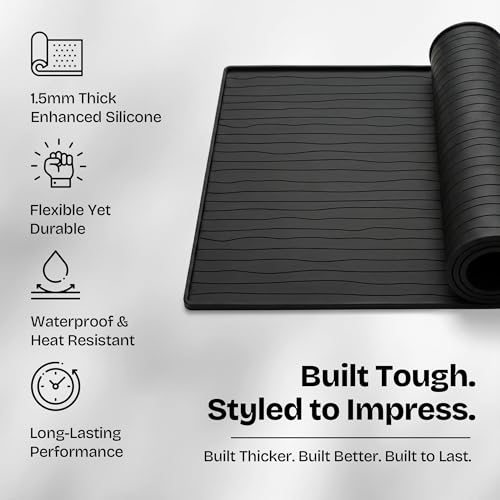Image of 2 PC Washer and Dryer Topper Protector Mat 25 inchx25 inch, Laundry Washing Machine Top Cover Non-Slip, Waterproof, Silicone Large Washer and Dryer Covers for Top, (Dark-Grey Onyx) Dryer Top Protector Mat
