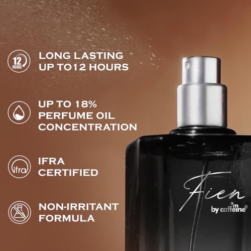 Image of FIEN 007 Perfume for Men | Oriental Oud Scent | 12 Hrs Long Lasting | mCaffeine Perfume | Fien Eau De Parfum with Oud, Sandal & Musk | perfume for men | Solid mCaffeine Premium & Luxurious Perfume - 100ml