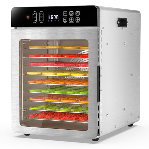 Food Dehydrator with 10 Stainless Steel Trays, 800W Fruit Dehydrator