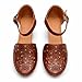 COLORES DE MEXICO MX - Women’s Handmade Leather Heels Mexican Artisan Platform Chunky Heel with Laser Cut Floral Design and Ankle Strap- Model 153CU (BROWN, US Footwear Size System, Adult, Women, Numeric, Medium, 7)