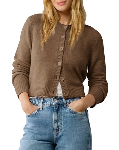 Urban CoCo Women's Crew Neck Cropped Cardigan...