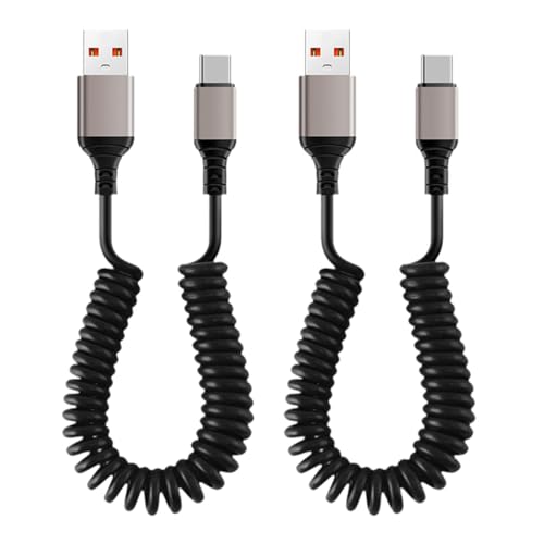 Image of BNF 2Pcs USB C Fast Charging Cable Bed Vehicle Auto Car Home Coiled Charger Cord | Cell Phones & Accessories | Cell Phone Accessories | Cables & Adapters