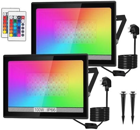 LinkupHome Smart RGBW Flood Lights, Bluetooth Mesh, Smart Life App Control, RGB & Warm White 4000K, Each Flood Light 20W, Light Sync With Music, Support Grouping, Timing, IP65 Waterproof, 2 Pack - View #3