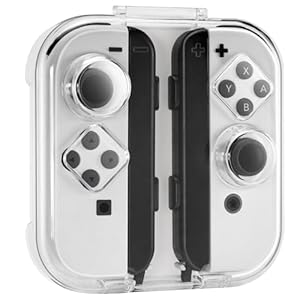 TiMOVO Switch Joy-con Storage Case, Dust-Proof Clear Protective Box Fit Nintendo Switch/OLED Joy-Con with Cover, Portable Joy-con Travel Carrying Case with Magnetic Lock & Anti-scratch Silicone Pad