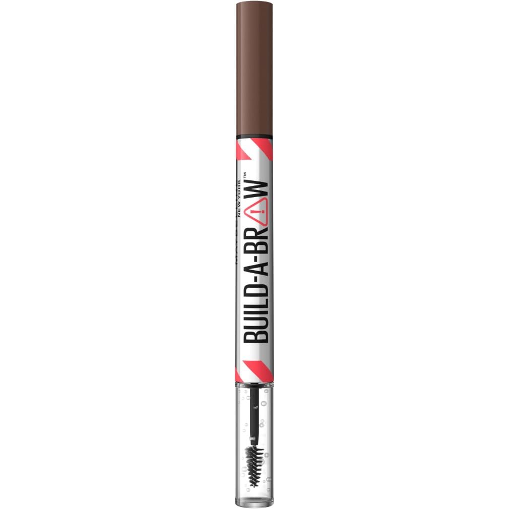 New York, Build A Brow: 2 in 1 Brow Pen + Sealing Gel, Real-looking, Fuller Brows, Waterproof, Sweat- & Smudge-resistant, 24H Wear, Vegan Formula, Shade 257: Medium Brown
