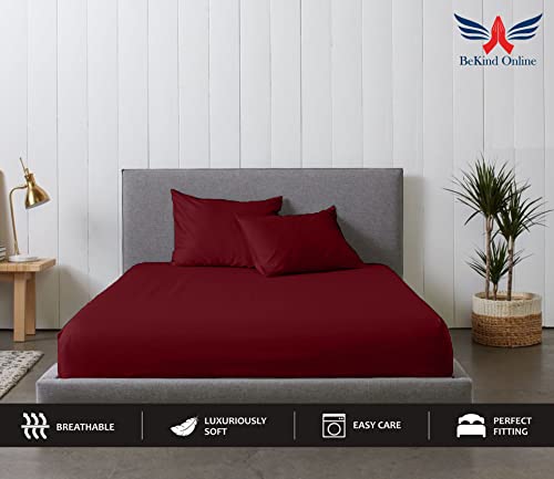 Image of Alberta King - 96 inchx96 inch Size Luxury 600 Thread-Count 100% Egyptian Long Staple Cotton Sheets Set Sheet Set Soft & Silky Sateen Weave 15 Inch Deep-Pockets - Alberta King, Burgundy