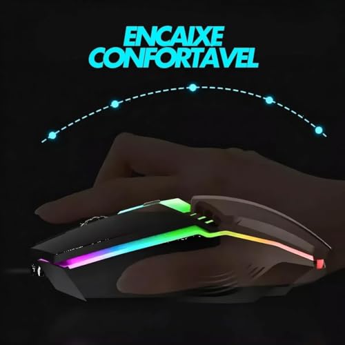 Mouse Gamer Glow Iluminação RGB Estilo Onda Led V02 Conexão Usb 1200 Rpi Confortável Design Ergonômi