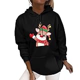 Generic Weihnachten Weihnachtspulli Übergröße Pullover Karikaturdruck Sweatshirt Damen Weihnachtspullover Gemütliche Strickpullover Lässig Sportjacke Festlich Rundhals Pulli Elchdruck Farbblock
