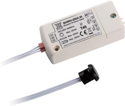 BHIRH-250A Patented 250W IR Sensor Switch Dual Voltage 100-240V Intelligent Light Lamps Motion Sensing Switch IP20 5-10CM Used OUTSIDE of Cabinet ,Working by Hand Moving,Max.70W for LEDs,24 Hours Service