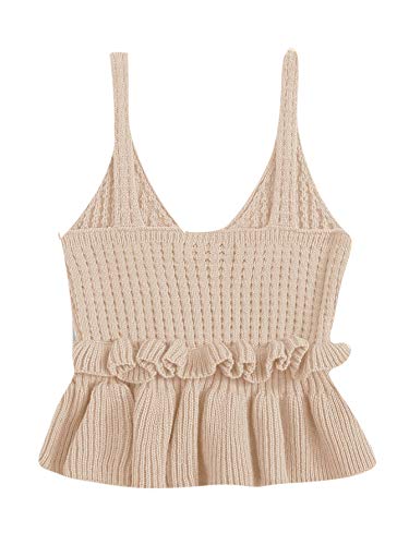 Image of SweatyRocks Women's Casual Sleeveless Peplum Tops Ruffle Hem Cropped Knit Sweater Vests