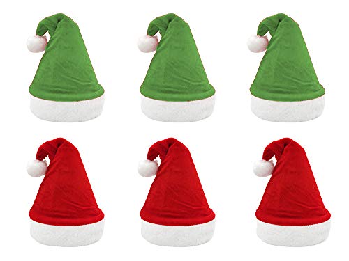 Pack 6 Gorro Papá Noel de Navidad de Santa Claus de Terciopelo...