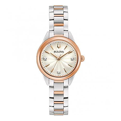 Bulova Damen Fashionuhr Sutton in der Farbe Bicolor mit Edelstahlarmband, Gehäusedurchmesser: 28 mm, 98P200