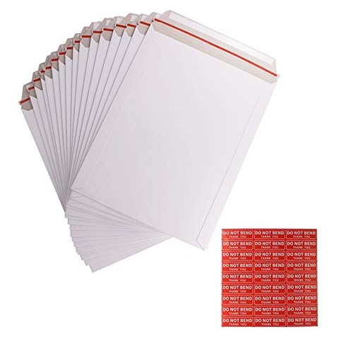 zmybcpack 100 Pack 9X12 inch Self Seal Photo Document Mailers Stay Flat White Cardboard Envelopes White Photography Mailersfor CD, Photos, Document Cover