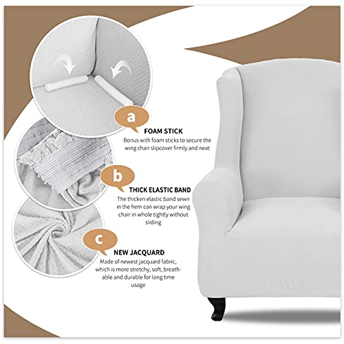 Funda para silla Wingback protector de muebles elástico jacquard sillón orejas 6