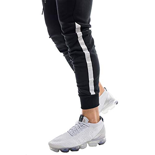 Men's Slim Fit Joggers, Athletic Workout Training Pants For Gym Running，Sweatpants For Men With Side Stripes(Black-Xxl) #TOP2