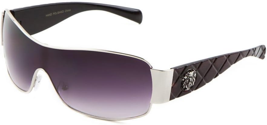 Lion Head Medallion Sport Wrap One Piece Sunglasses
