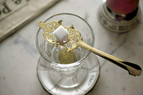 Wormwood Leaf Absinthe Spoon, Gold-Plated And 10 Sugar Cubes (5 Packets) By Bonnecaze #TOP3