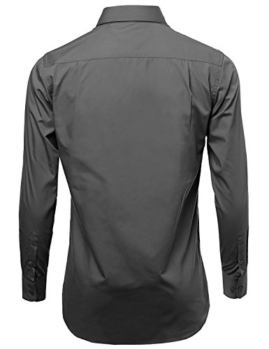 Omega Italy Men's Long Sleeve Dress Shirt Solid Color Regular Fit 25 Colors3