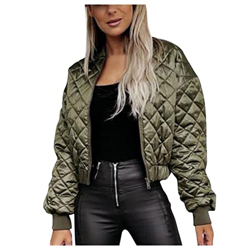 Reokoou Women's Coat Lightweight Zipper Quilted Jacket Warm Winter Outdoor Outerwear Short Cotton Down Jackets