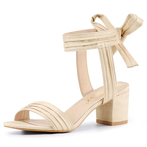 Image of Allegra K Women's Open Toe Ankle Tie Back Block Heels Sandals