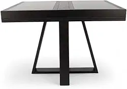 Mesa de Jantar Afrodite Extensível 148cm Tampo de Vidro Preto