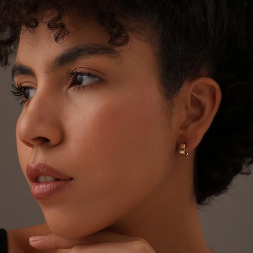 LeCalla 925 Sterling Silver Huggie Earring Hoops for Men Women & Teens | Small Round Chunky Huggie Hoop Earrings2