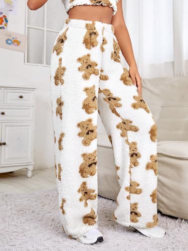Verdusa Women's Fuzzy Plush Warm Pajama Pants Fleece Lounge Sleepwear Teddy Pj Bottoms3