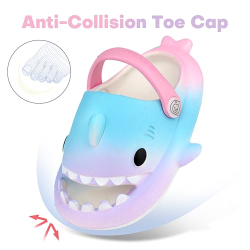 Image of Kids Shark Cloud Slides | Boys Girls Slip On Sandals | Toddler Beach Slippers | Youth Fish Flip Flops Pool Shower Shoes