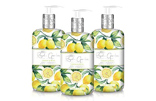Baylis & Harding Lot de 3 savons pour mains - Parfum Citron et basilic - Revitalisant et hydratant -500 ml