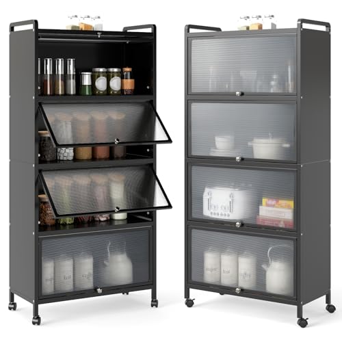 Giantex 5-Tier Kitchen Storage Cabinet, 60' H Mobile Microwave Stand with...