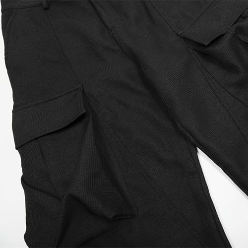 XYXIONGMAO Men's Black Loose Multi-Pocket Cargo Pants Techwear Streetwear Joggers Hip Hop Casual Sweatpants Pleated Overalls4