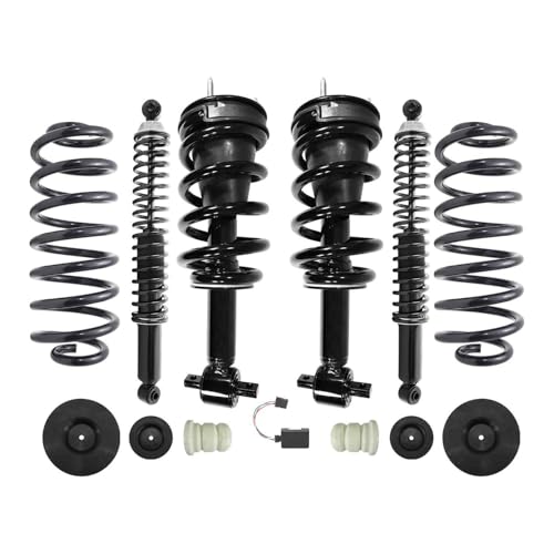 Air Ride Suspension to Front Complete Struts & Rear Shocks with Helper Springs Conversion Kit Compatible with 2007-2014 Cadillac Escalade ESV
