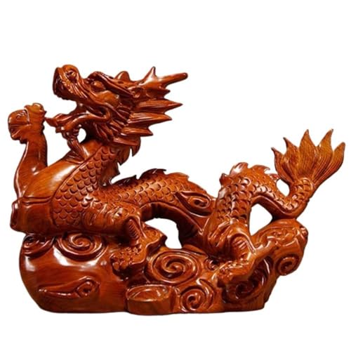 Estatua de Dragón Feng Shui de Madera 4 pulgadas miniatura 1