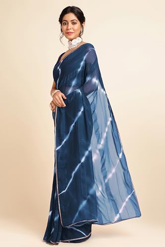 Image of MIRCHI FASHION Women Saree Shibori Print Chiffon | Elegant Festive and Functional Sari for All-Day Comfort with Matching Blouse