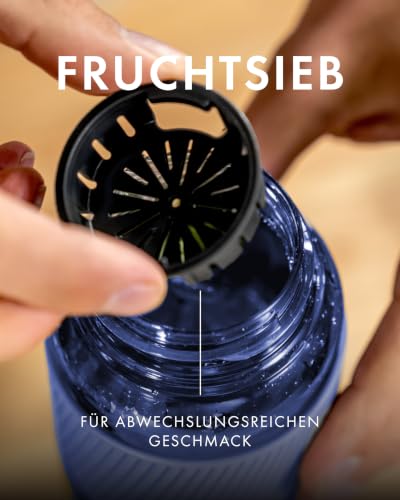ZWILLING Trinkflasche 680 ml, Auslaufsicher, Fruchtsieb, Dunkel-Blau – Ansicht 5