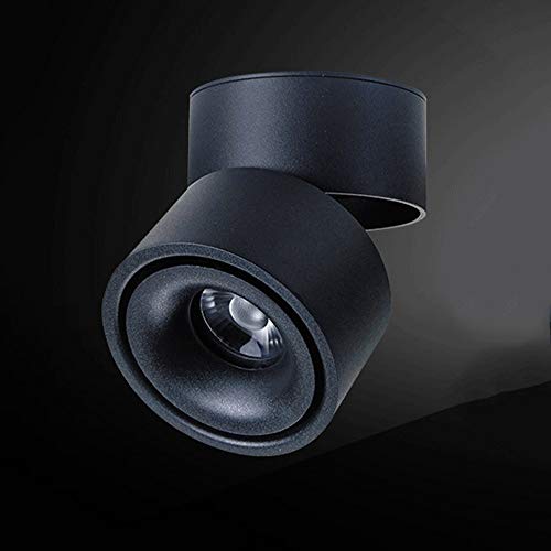 Foco LED de 12 W para Interiores, luz de Techo Ajustable, luz empotrada de Superficie, lámpara de Pared de 10 x 10 cm, COB, Giratorio, antideslumbrante, bañador de Pared [Clase energética A+], co