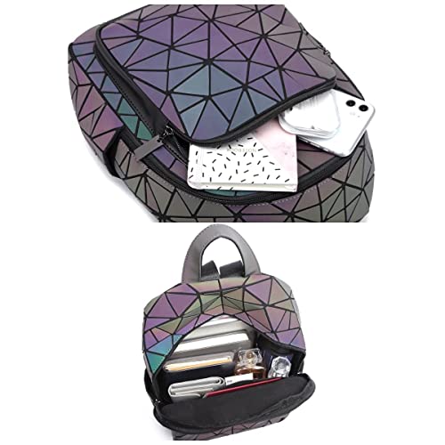 Women Geometric Luminous Backpack Handbag Fashion Shoulder Bag Lingge Flash Travel Rucksack 1304 #TOP4