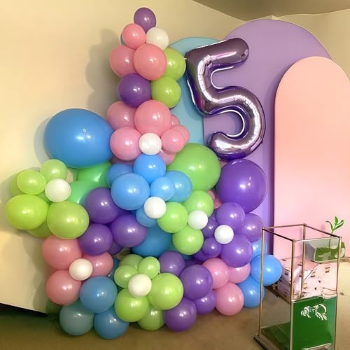 Image of Pink Blue Purple Party Balloons, Pack of 60 12 inch Monster Balloons with Clear Balloon, Pink Metallic Purple Teal Green Balloons for Kids Magic Theme Birthday Baby Shower Party Decorations Supplies