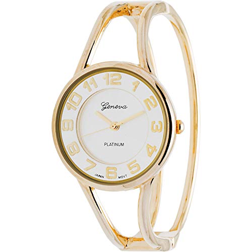 Fashions Gold Round Face Silver Dial Metal Double Band Women's