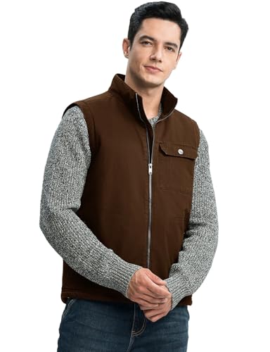Rdruko Men's Winter Vest Outerwear Sherpa Lined Fleece Warm Cotton Work Casual Vest2