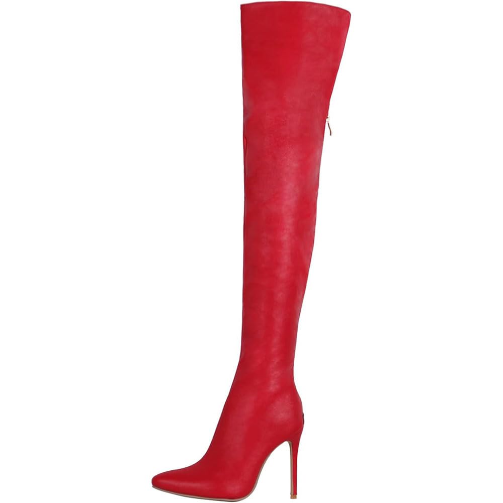 Hyfzxwx Women's Red 4.33 Inches Overknee Boots Sexy High Heels Thigh High Boots Stiletto Party Shoes Autumn Boots Large Size Shoes Sexy/Red/34Eu